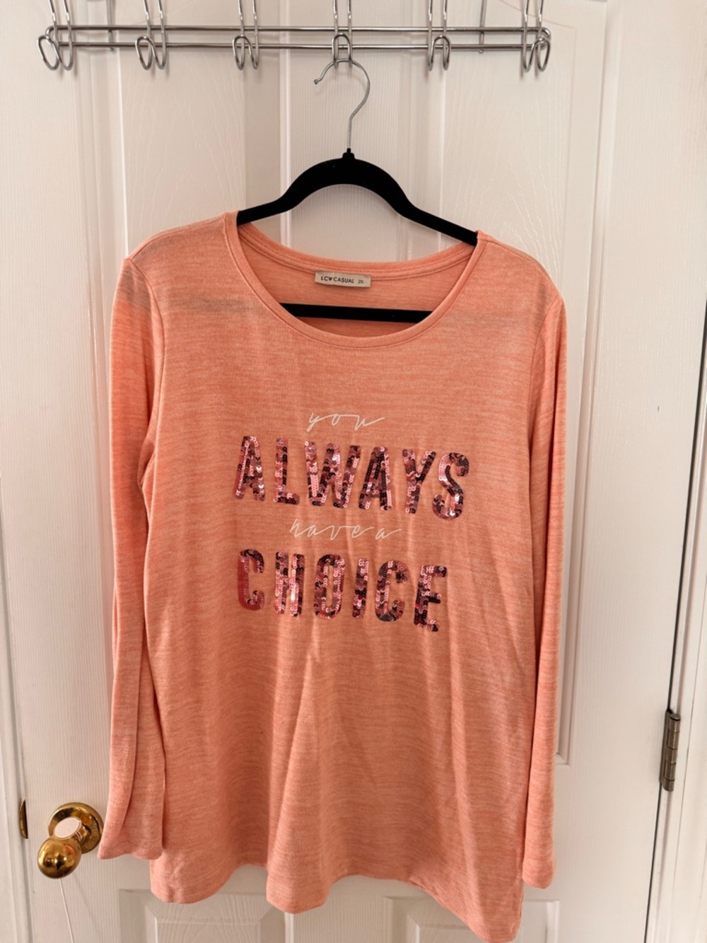 Peach Long-Sleeve Sequin 'You Always have a Choice' Graphic long sleeve